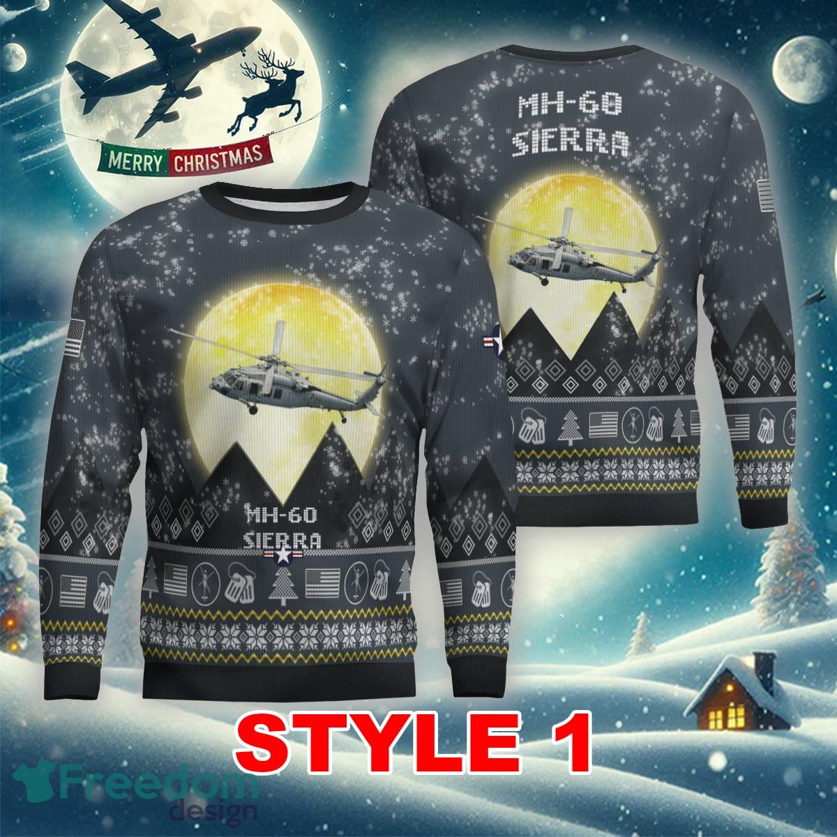 MH-60 Sierra MH60 Aircraft Moonlight Multi Color Ugly Christmas Sweater Gift Holidays - MH-60 Sierra MH60 Aircraft Moonlight Ugly Christmas Sweater_1