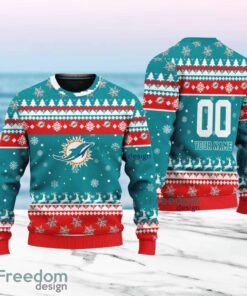 Miami Dolphins Merry Christmas Ugly Sweater New Designs Gift For Fans Custom Name And Number