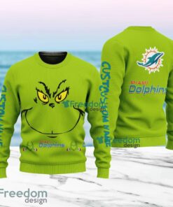 Miami Dolphins NFL Ginch Face Funny Custom Name Ugly Sweater Merry Chistmas Gift For Fans