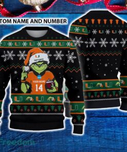 Miami Hurricanes 3D Ugly Christmas Sweater Grinch Funny Custom Number And Name Miami Hurricanes 3D Ugly Christmas Sweater Grinch Funny Custom Number And Name