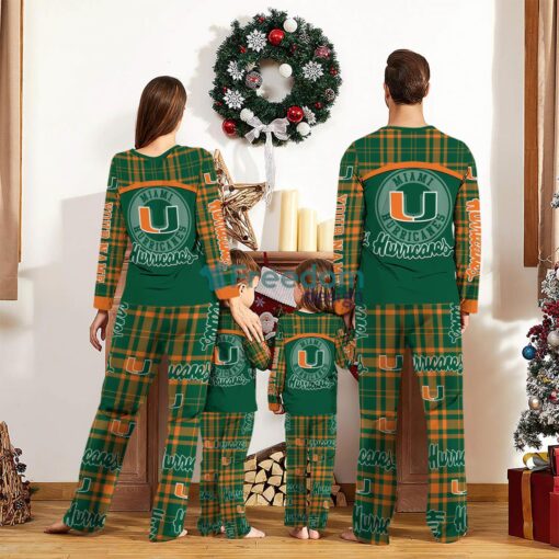 Miami Hurricanes Custom Name Pajamas Set For Family Sport Team Pajamas Christmas Gift Product Photo 2