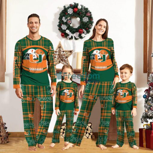 Miami Hurricanes Custom Name Pajamas Set For Family Sport Team Pajamas Christmas Gift Product Photo 1