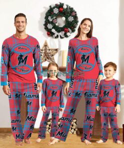 Miami Marlins Custom Name Pajamas Set For Family Sport Team Pajamas Christmas Gift Product Photo 1