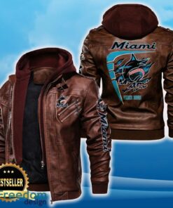 Miami Marlins Leather Jacket Black And Brown Color For Men And Women Gift Fans All OVer Print Gift Fans - Miami Marlins Leather Jacket_2