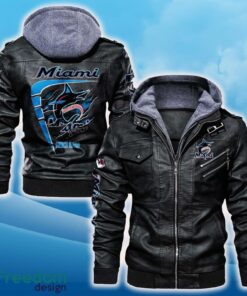 Miami Marlins Leather Jacket Black And Brown Color For Men And Women Gift Fans All OVer Print Gift Fans