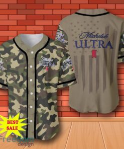 Michelob Ultra Camouflage Green United States Flag Baseball Jersey for All Genders