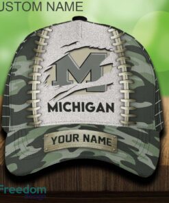 Michigan Wolverines 3D Hat And Cap Beach Design Camo Green For Fans Gift Custom Name