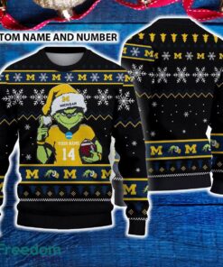 Michigan Wolverines 3D Ugly Christmas Sweater Grinch Funny Custom Number And Name