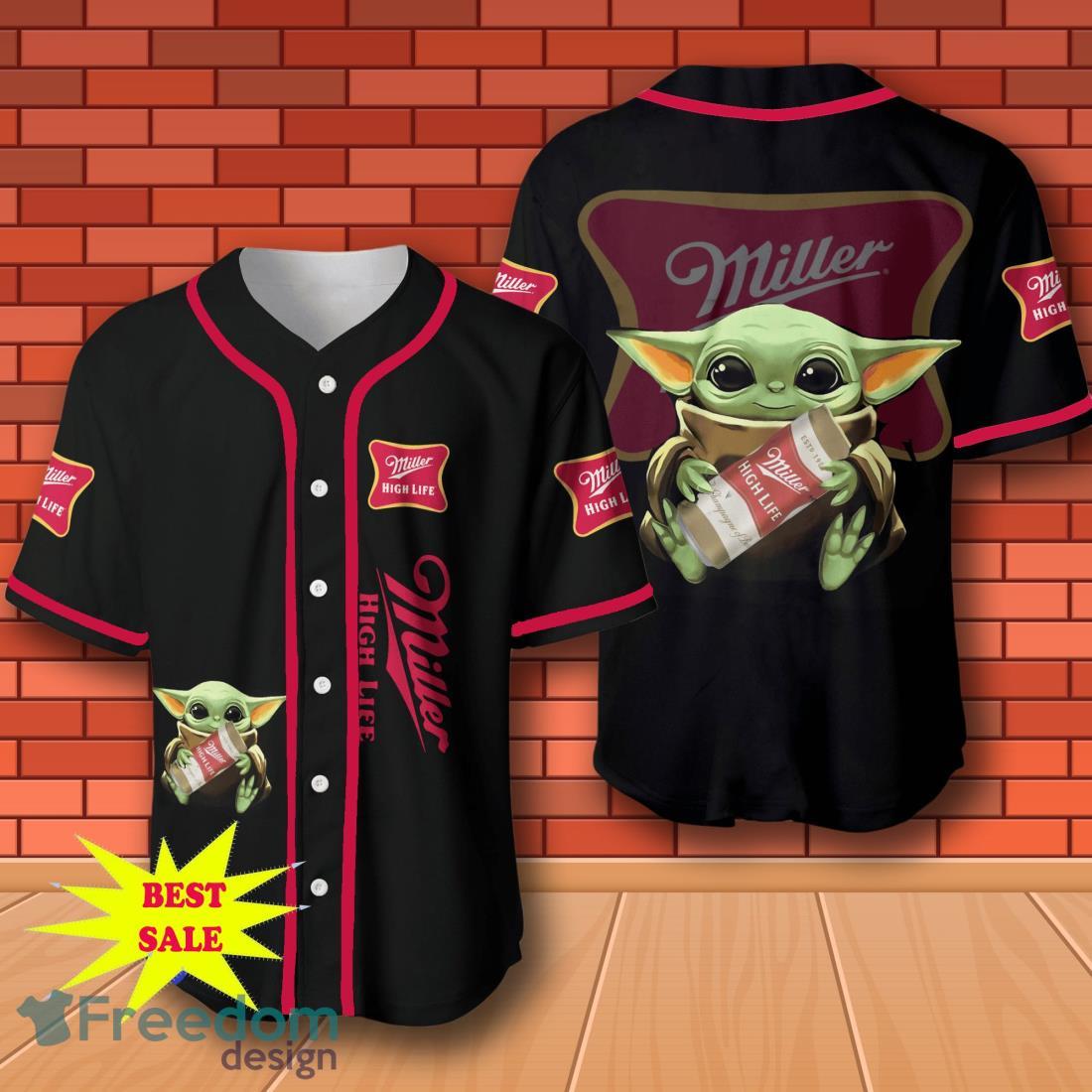 Miller High Life Baby Yoda Baseball Jersey for All Genders image Miller High Life Baby Yoda Baseball Jersey for All Genders Product Photo 1