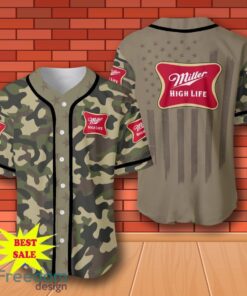 Miller High Life Camouflage Green United States Flag Baseball Jersey for All Genders