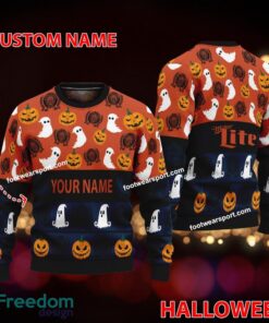Miller Lite Custom Name Logo Pattern Ugly Christmas 3D Sweater Gift For Men And Women