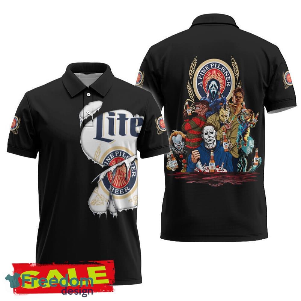 Miller Lite Horror Halloween Characters Polo Shirt Ornament For Men Women Gift Holidays image Miller Lite Horror Halloween Characters Polo Shirt Ornament For Men Women Gift Holidays - Miller Lite Horror Halloween Characters Polo Shirt Ornament For Men Women Gift Holidays