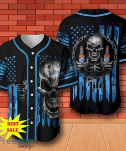 Miller Lite Skull USA Flag Baseball Jersey for All Genders