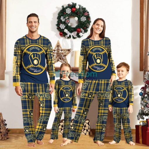 Milwaukee Brewers Custom Name Pajamas Set For Family Sport Team Pajamas Christmas Gift Product Photo 1