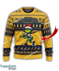 Milwaukee Brewers Grinch Style Ugly Christmas Sweater Gift For Adult - Milwaukee BrewersMulti Grinch Ugly Christmas Sweater Gift Adult Photo 1