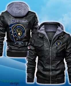 Milwaukee Brewers Leather Jacket Black And Brown Color For Men And Women Gift Fans All OVer Print Gift Fans