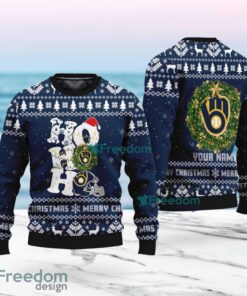 Milwaukee Brewers MLB Custom Name Christmas Wreath Ugly Sweater Christmas For Fans