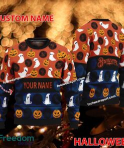 Milwaukee Brewers Personalized Halloween Ugly Xmas Sweater AOP Gift For Men And Women