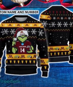 Minnesota Golden Gophers 3D Ugly Christmas Sweater Grinch Funny Custom Number And Name