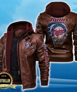 Minnesota Twins Leather Jacket Black And Brown Color For Men And Women Gift Fans All OVer Print Gift Fans - Minnesota Twins Leather Jacket_2