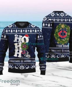 Minnesota Twins MLB Custom Name Christmas Wreath Ugly Sweater Christmas For Fans