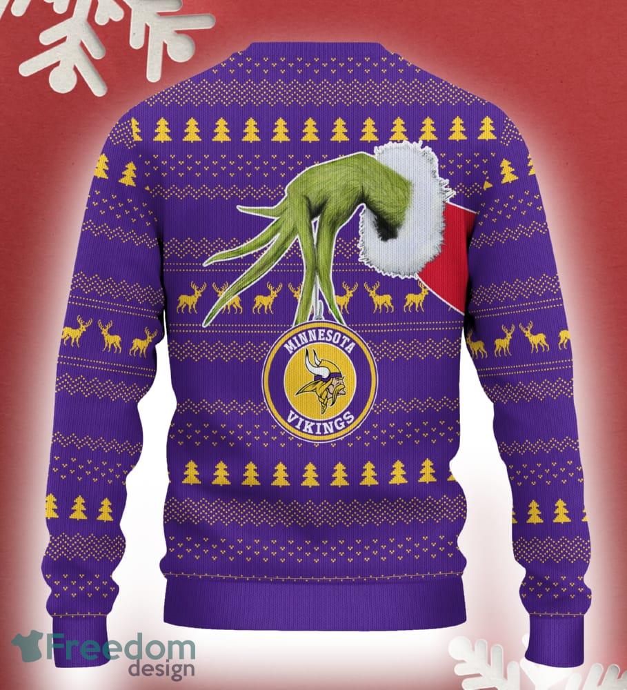 Minnesota Vikings Grinch Driving Funny 3D Ugly Christmas Sweater For Men Women image Minnesota Vikings Grinch Driving Funny 3D Ugly Christmas Sweater For Men Women - Minnesota Vikings Christmas Sweater Grinch Driving Photo 3