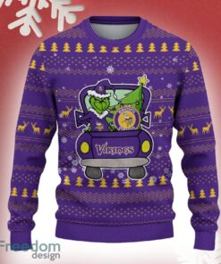 Minnesota Vikings Grinch Driving Funny 3D Ugly Christmas Sweater For Men Women