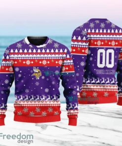 Minnesota Vikings Merry Christmas Ugly Sweater New Designs Gift For Fans Custom Name And Number