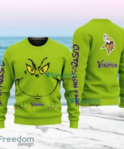 Minnesota Vikings NFL Ginch Face Funny Custom Name Ugly Sweater Merry Chistmas Gift For Fans