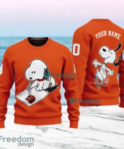 MLB Baltimore Orioles Snoopy Happy Custom Name And Number Christmas Ugly Sweater 3D