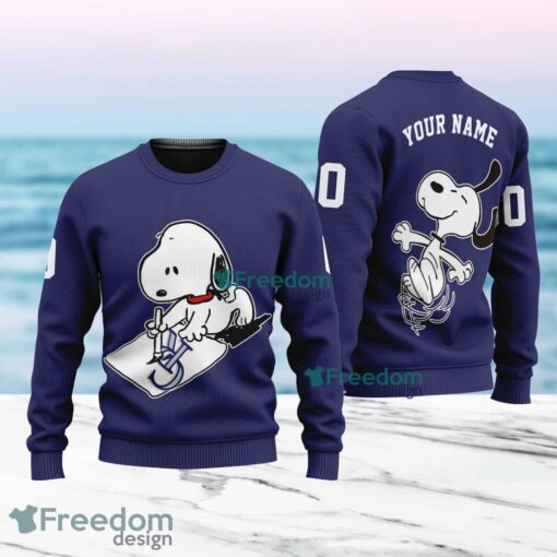 MLB Colorado Rockies Snoopy Happy Custom Name And Number Christmas Ugly Sweater 3D Product Photo 1