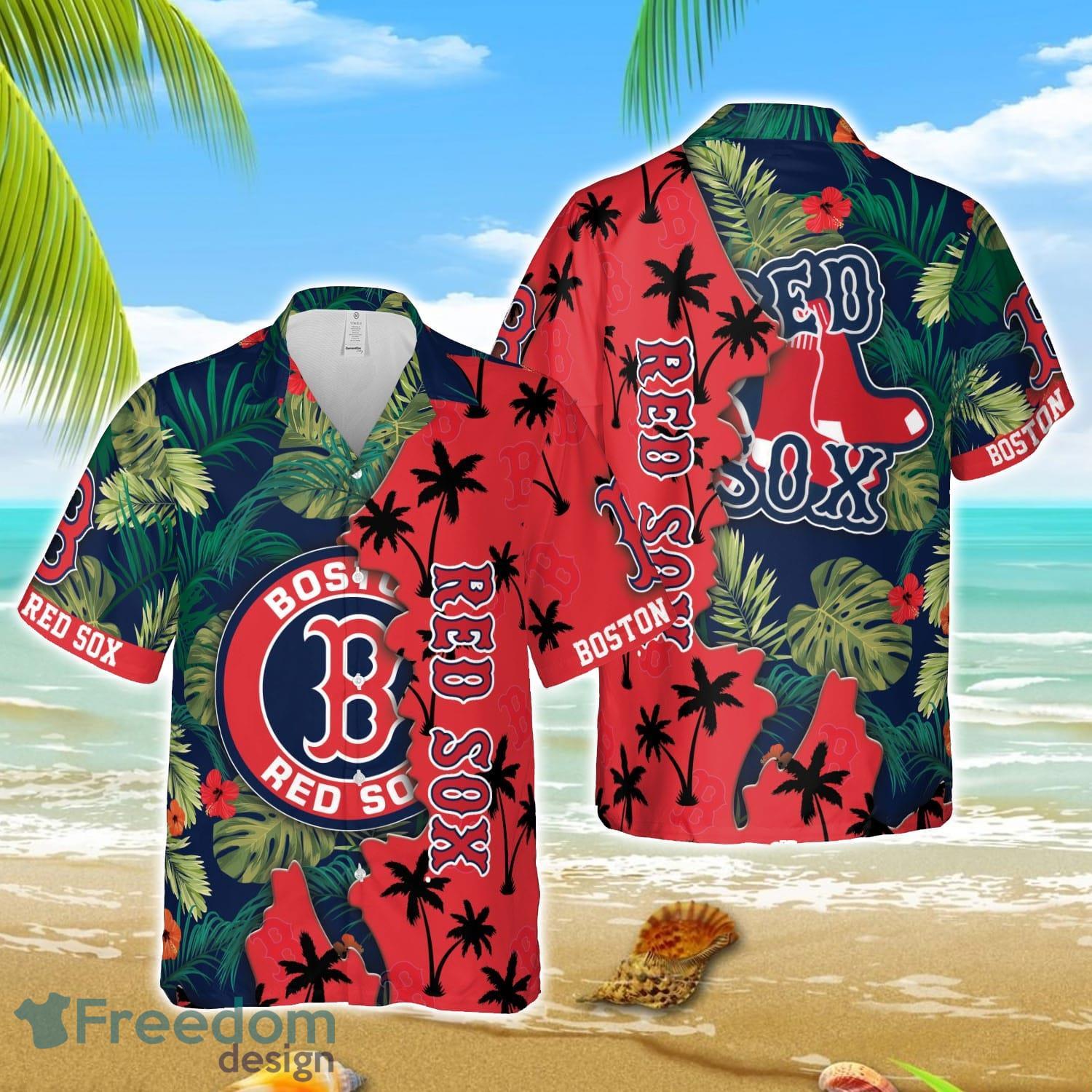 MLB Hawaiian Boston Red Sox Team MLB Aloha 3D Hawaiian Shirt image MLB Hawaiian Boston Red Sox Team MLB Aloha 3D Hawaiian Shirt Product Photo 1