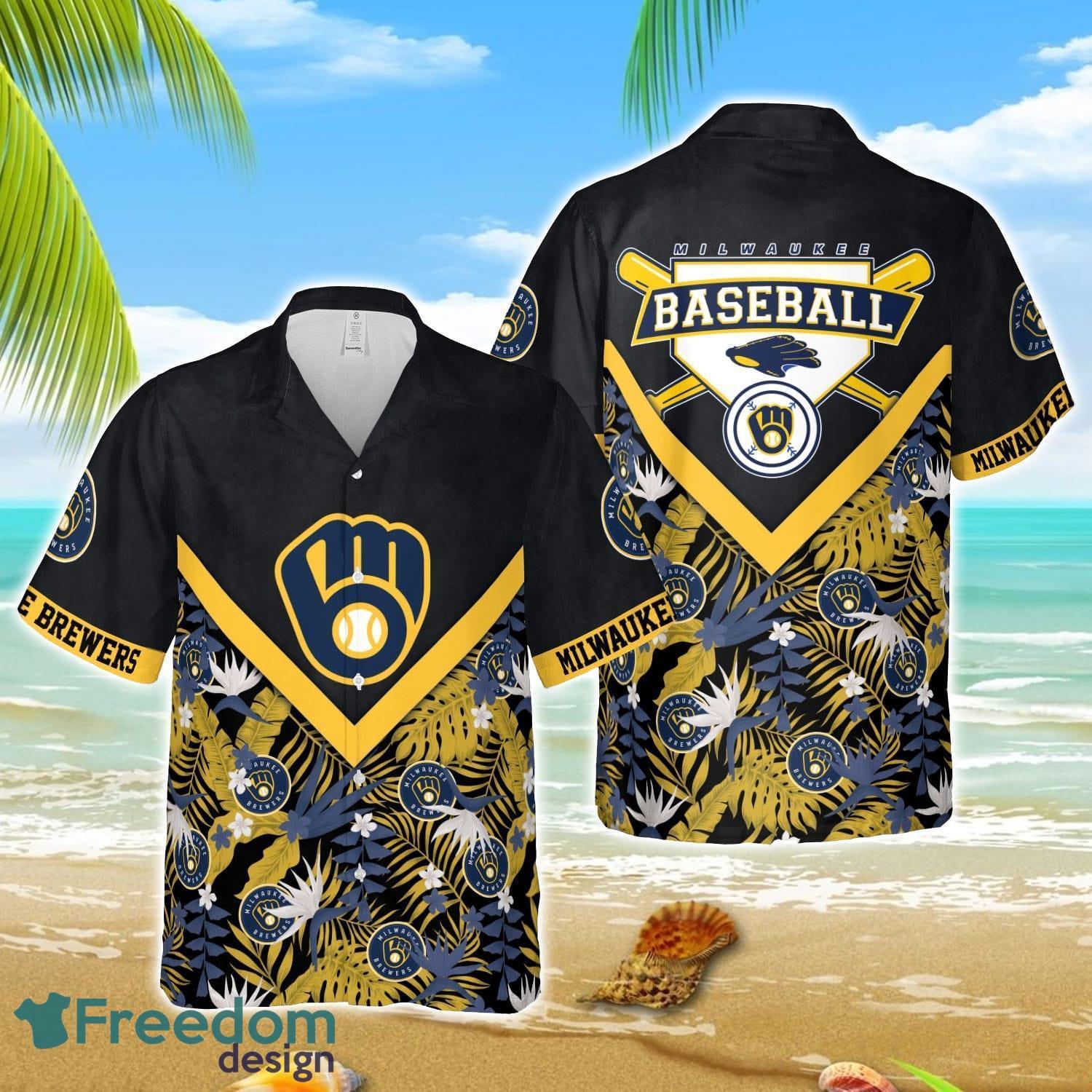 MLB Hawaiian Milwaukee Brewers Team MLB Aloha 3D Hawaiian Shirt image MLB Hawaiian Milwaukee Brewers Team MLB Aloha 3D Hawaiian Shirt Product Photo 1