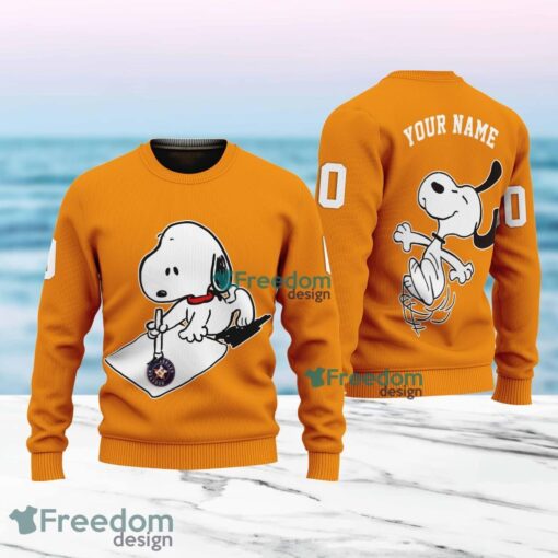 MLB Houston Astros Snoopy Happy Custom Name And Number Christmas Ugly Sweater 3D Product Photo 1