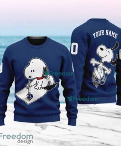 MLB Kansas City Royals Snoopy Happy Custom Name And Number Christmas Ugly Sweater 3D