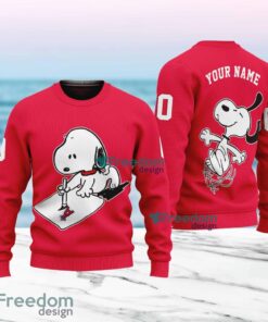 MLB Los Angeles Angels Snoopy Happy Custom Name And Number Christmas Ugly Sweater 3D