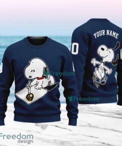 MLB Milwaukee Brewers Snoopy Happy Custom Name And Number Christmas Ugly Sweater 3D