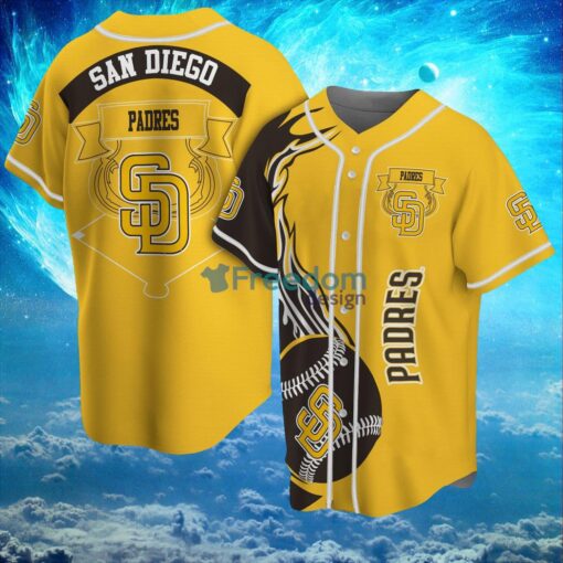 MLB San Diego Padres Logo Classic Design Fire Ball Baseball Jersey Shirt Full Print Product Photo 1