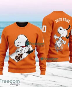 MLB San Francisco Giants Snoopy Happy Custom Name And Number Christmas Ugly Sweater 3D