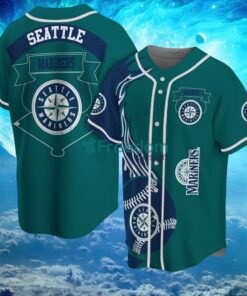 MLB Seattle Mariners Logo Classic Design Fire Ball Baseball Jersey Shirt Full Print