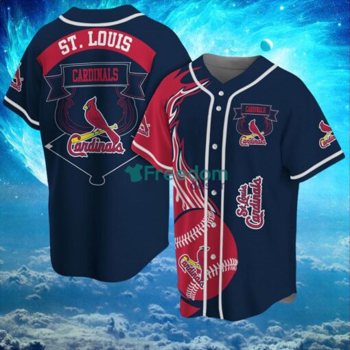 MLB St. Louis Cardinals Logo Classic Design Fire Ball Baseball Jersey Shirt Full Print Product Photo 1