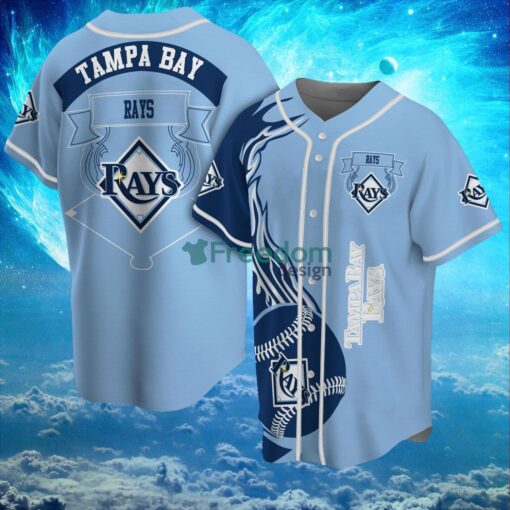 MLB Tampa Bay Rays Logo Classic Design Fire Ball Baseball Jersey Shirt Full Print Product Photo 1