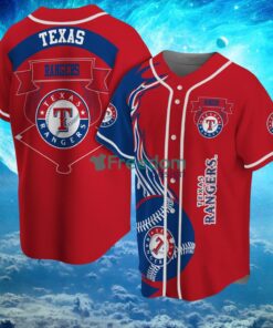 MLB Texas Rangers Logo Classic Design Fire Ball Baseball Jersey Shirt Full Print