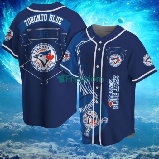 MLB Toronto Blue Jays Logo Classic Design Fire Ball Baseball Jersey Shirt Full Print Product Photo 1