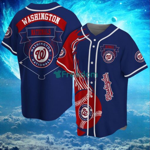 MLB Washington Nationals Logo Classic Design Fire Ball Baseball Jersey Shirt Full Print Product Photo 1