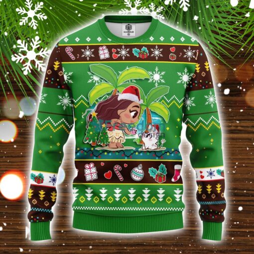 Moana Ugly Christmas Sweater Green Amazing Gift Family Christmas Gift Product Photo 1