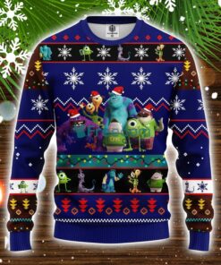 Monsters University Ugly Christmas Sweater Blue 1 Amazing Gift Family Christmas Gift