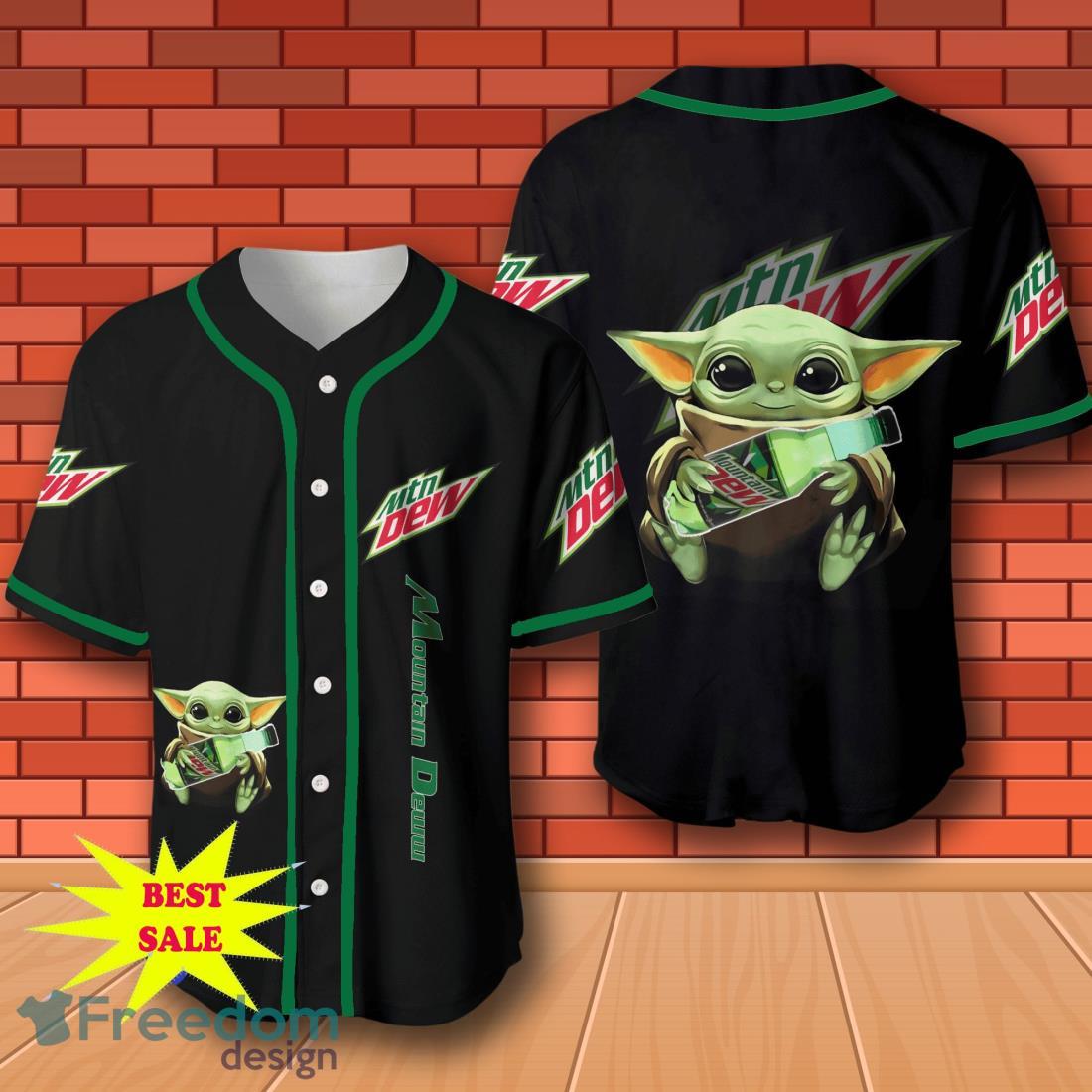 Mountain Dew Baby Yoda Baseball Jersey for All Genders image Mountain Dew Baby Yoda Baseball Jersey for All Genders Product Photo 1