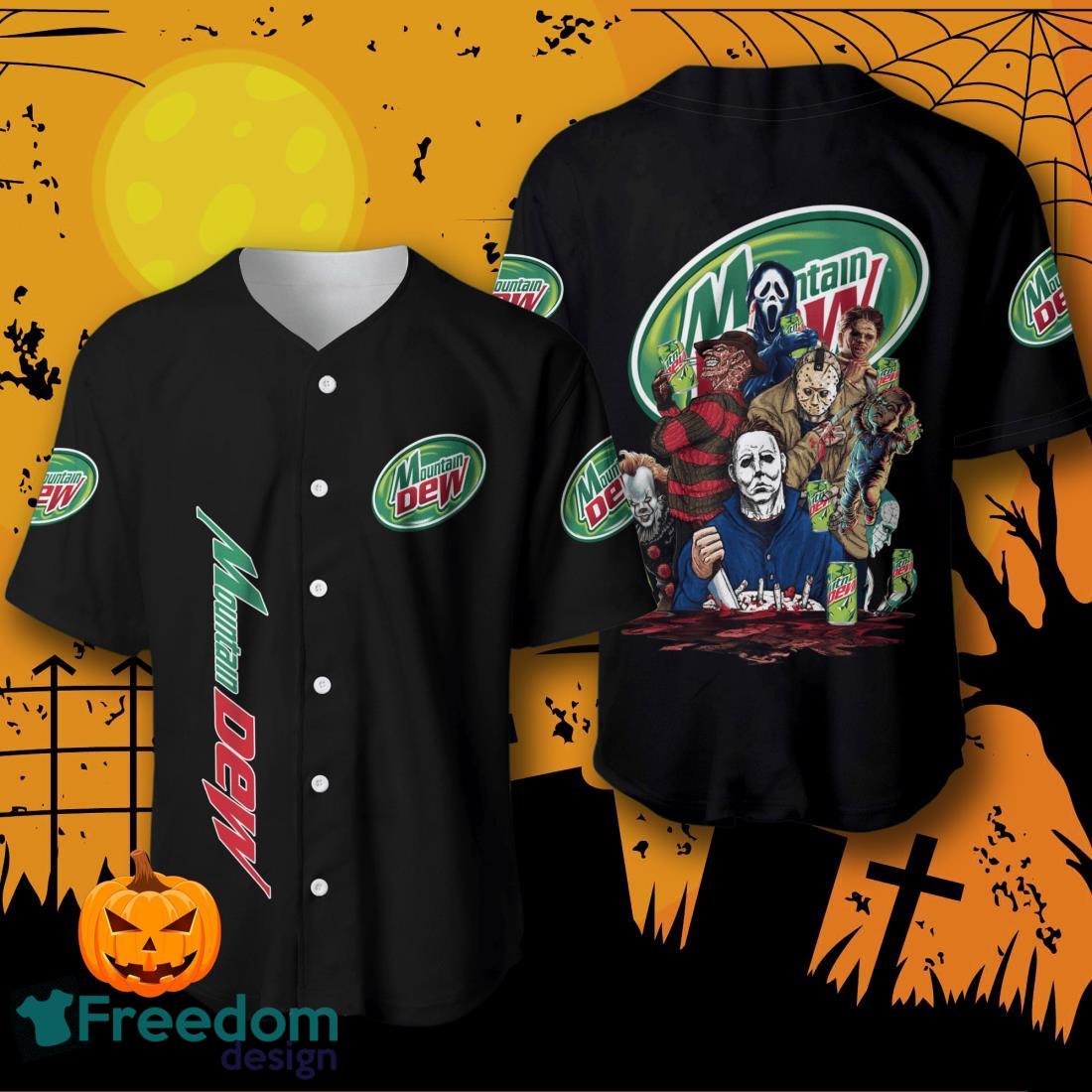 Mountain Dew Halloween Horror Characters Baseball Jersey For Men And Women image Mountain Dew Halloween Horror Characters Baseball Jersey For Men And Women Product Photo 1