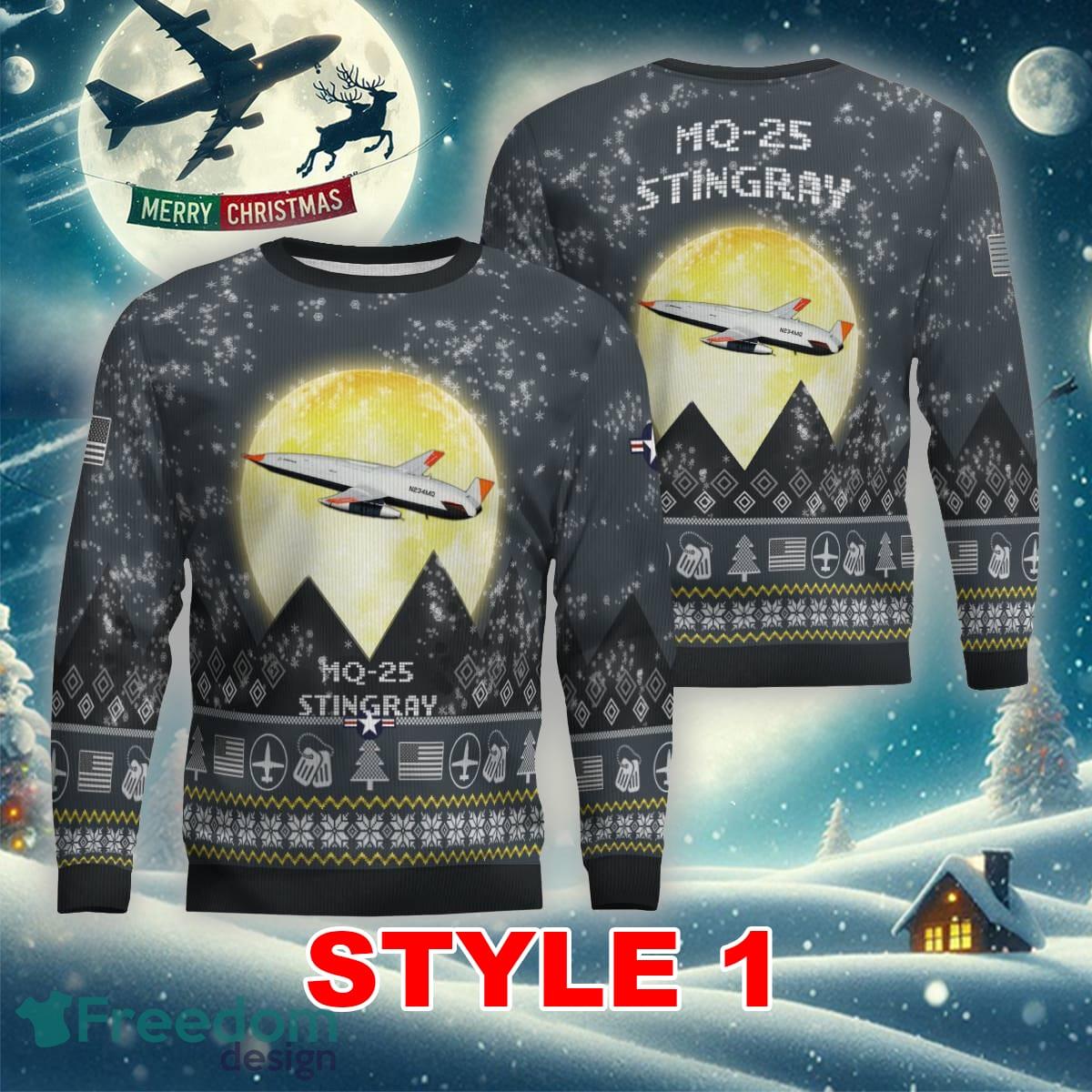 MQ-25 Stingray MQ25 Aircraft Moonlight Multi Color Ugly Christmas Sweater Gift For Men And Women - MQ-25 Stingray MQ25 Aircraft Moonlight Ugly Christmas Sweater_1